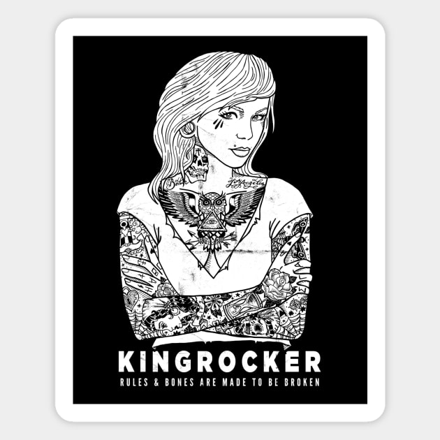 Blonde Girl with tattoo sleeves Magnet by Kingrocker Clothing